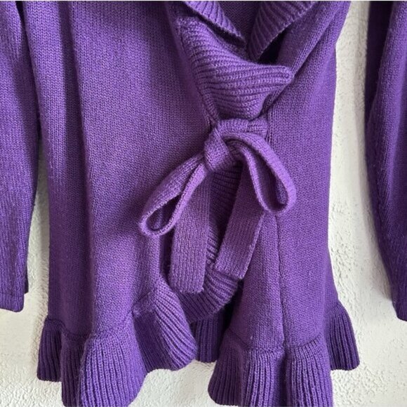 Choices purple ruffle front cardigan sweater Fairy Holiday Romantic feminine - Picture 8 of 8